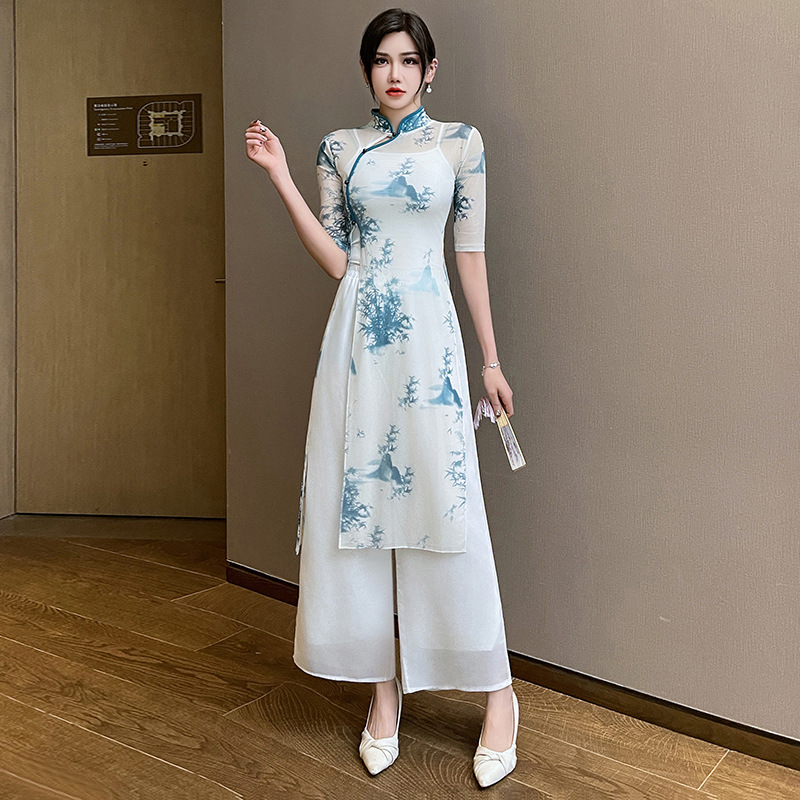 Improved cheongsam dress beautician work clothes health care foot massage pedicure technician clothes suit female 2024 New 1377