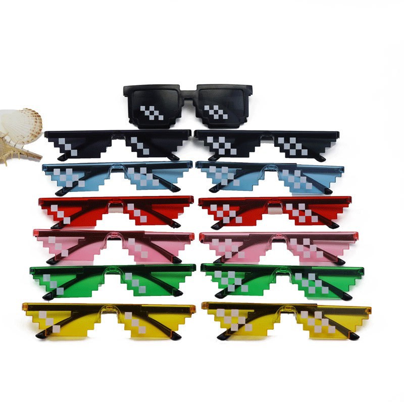 Funny printing mosaic glasses sand carving cool children's sunglasses two-dimensional personality social brother sunglasses wholesale