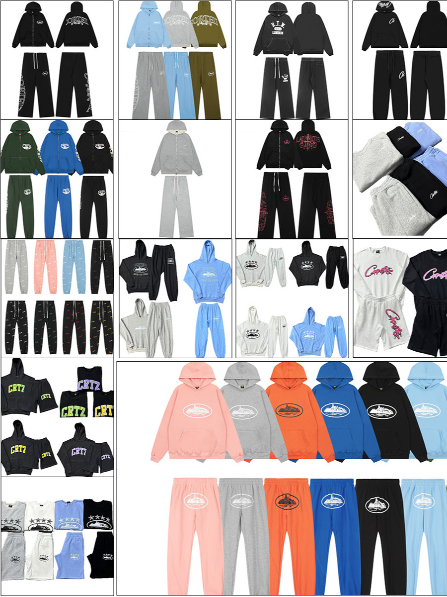 Cross-border high quality Corteiz Alcatraz Island fleece-lined Hooded Sweats Fashion Simple All-match Sports Couple suit