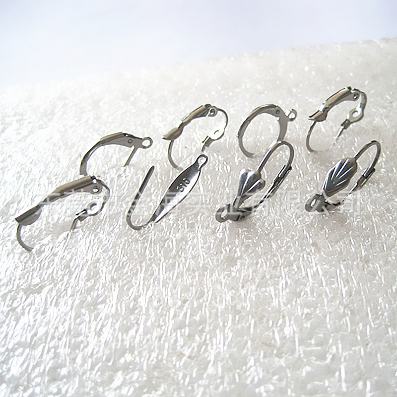 Manufacturers supply Korean version of a variety of stainless steel French buckle earring hook diy jewelry single hook handmade accessories color retention