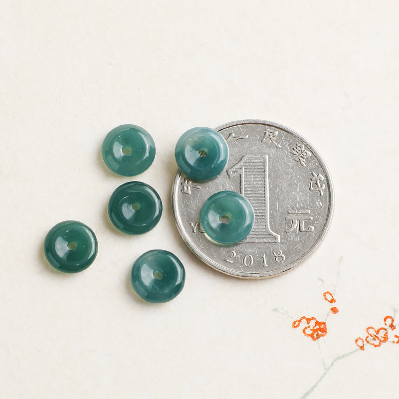 Natural A Goods Jade Ping An Buckle Beads Abacus Beads Ice Blue Water Guatemala High Goods Jade Bracelet Accessories