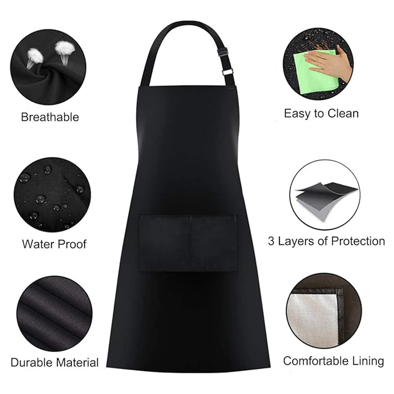 Amazon cross-border polyester cotton neck adjustable apron custom logo waterproof and oil-proof kitchen restaurant work clothes women