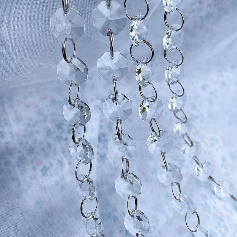 Acrylic Crystal Octagonal Bead Chain Wedding Decoration Bead Curtain Hotel Partition Decoration Curtain Ceiling Material Wedding Special Use
