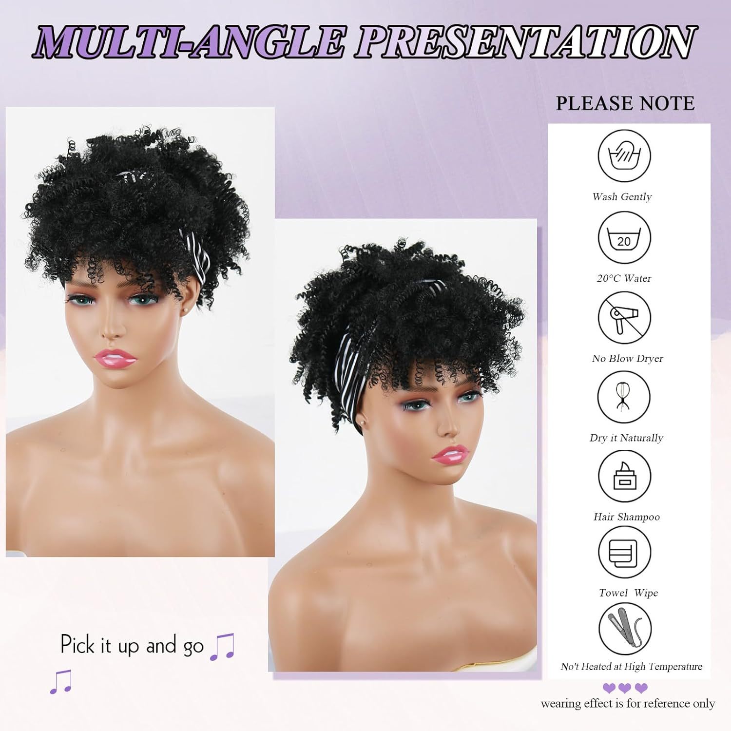 Manufacturers supply European and American wig women's short curly hair African small volume explosive hair band turban wig headgear