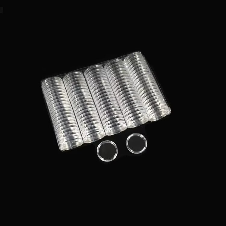 Coin Box Commemorative Coin Round Box Zodiac Year of the Ox High-Speed Rail Aerospace Ten Yuan Protective Box Plastic Collection Box 27mm Box