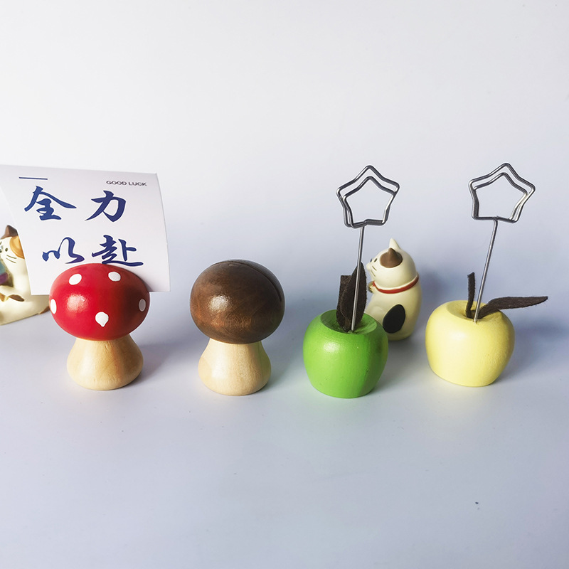 Деревянные Изделия Держатель для Визиток Гриб Яблоко Креативные Грибные Украшения Настольный Держатель Кросс-Бордер