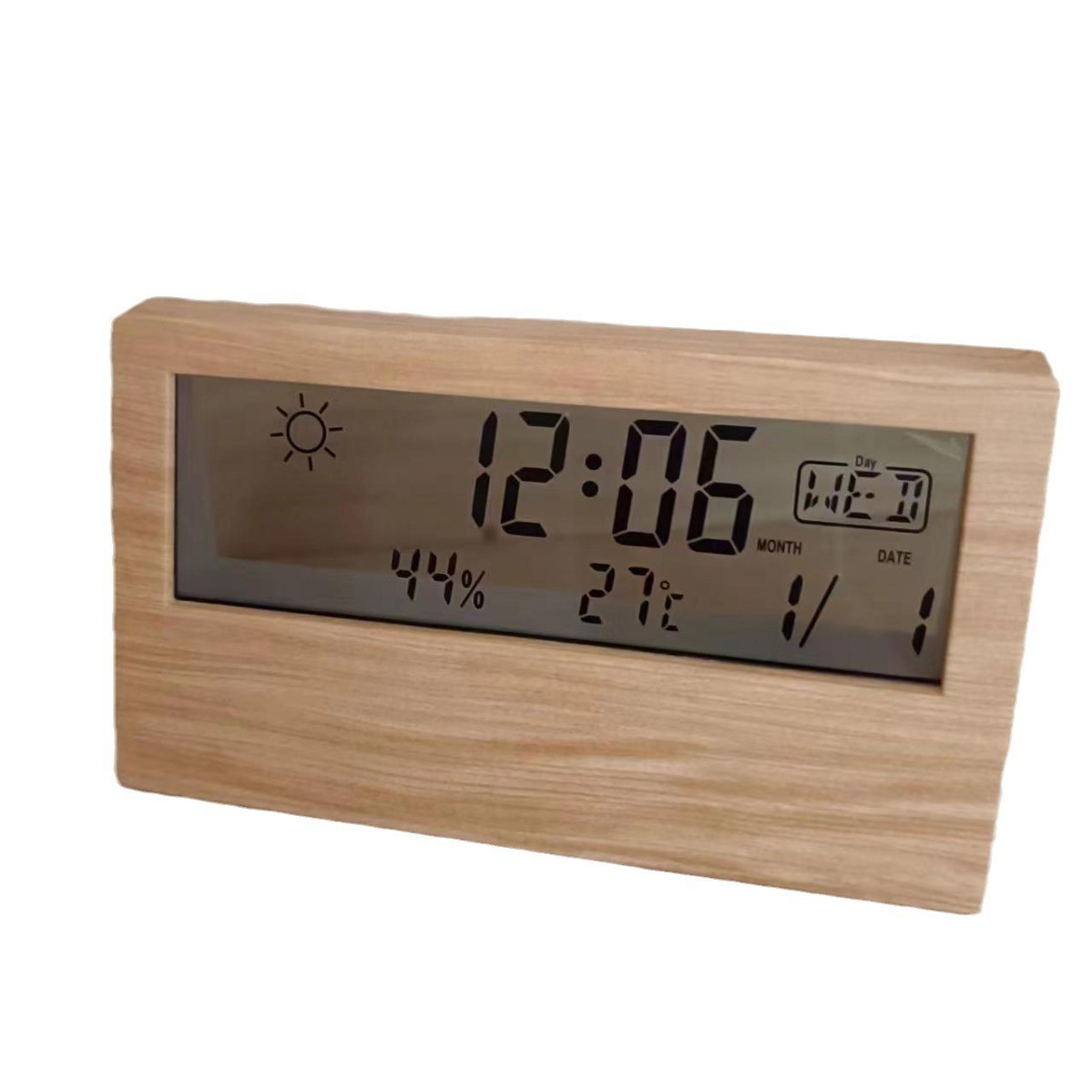 Foreign Trade Japanese Style Simple Multi-Functional Desktop Clock Weather Temperature and Humidity Digital Display Small Alarm Clock Transparent Luminous Digital Clock