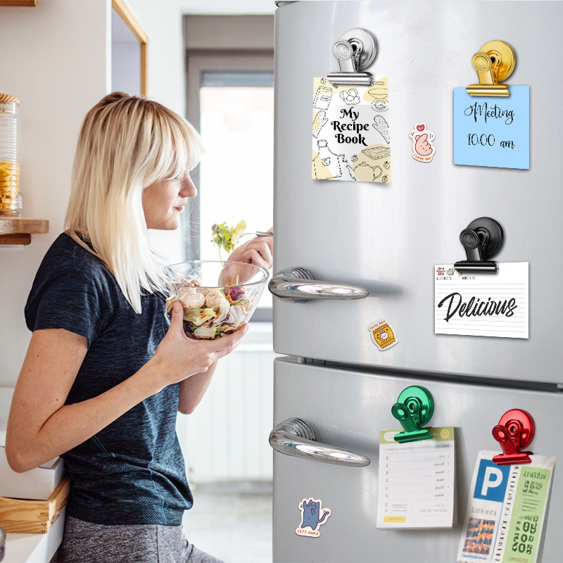 Cross-Border Magnetic Clip File Bill Clip Colorful Refrigerator Magnetic Clip 30mm Metal Magnet Clip Super Strong Magnetic Clip