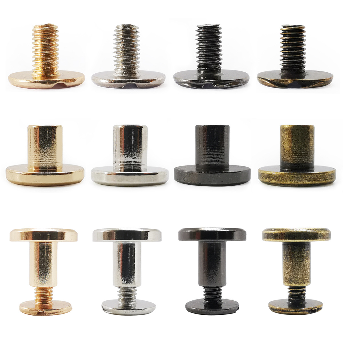 Factory wholesale flat head female rivet connection bookkeeping book screw notebook metal fixed binding belt screw