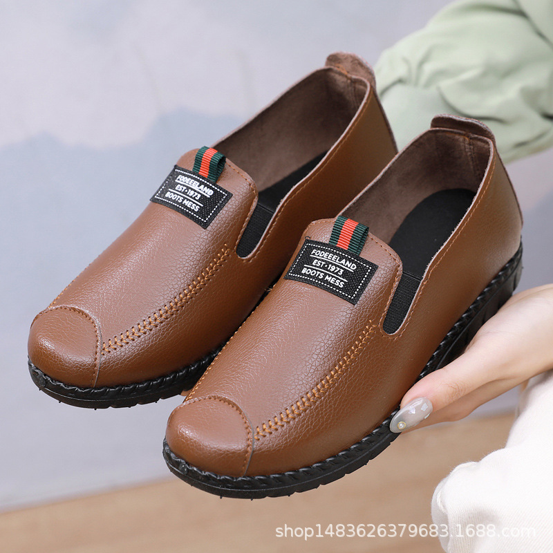 Casual Women's Shoes Old People's Shoes New Fashion Moms Middle-aged Shoes Waterproof Soft Sole Peas Shoes