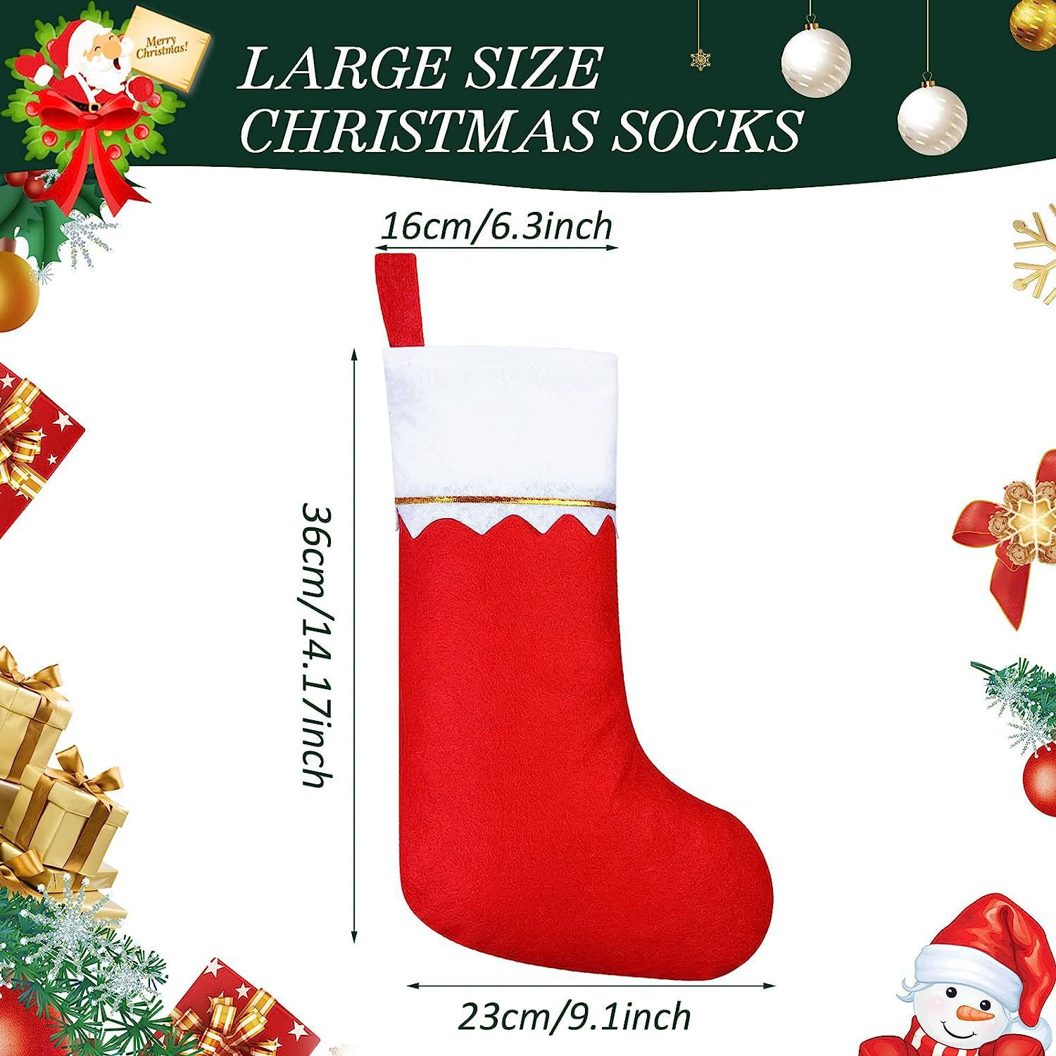 Christmas Stocking Decorations Cross-Border Wholesale Christmas Socks Candy Gift Bags Christmas Hanging Ornaments Non-Woven Fabric White Mouth