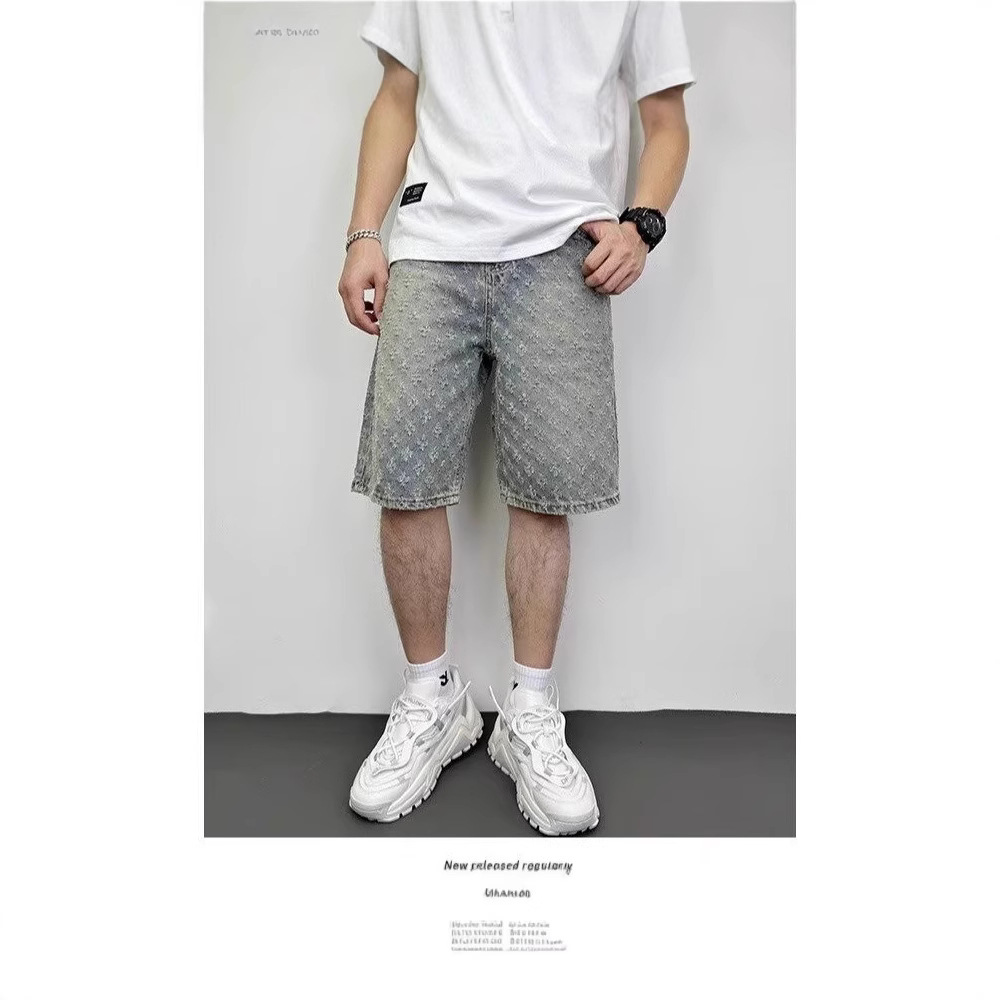 Джинсовые шорты для мужчин, летние рабочие брюки, свободные прямые брюки, модные шорты