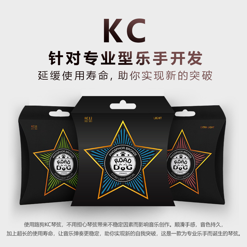 Road Dog Folk Guitar Strings Ac/Kc Set 6 Phosphor Copper Coated Strings Full Set of Accessories for Acoustic Guitar