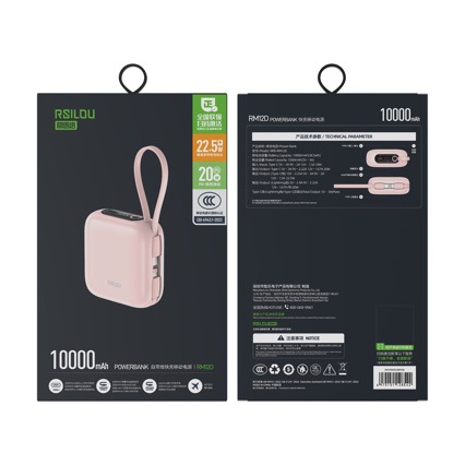 Brand RM12D20W 22.5W dual-line mobile power 10000 mA 3C certified self-belt line fast charging treasure