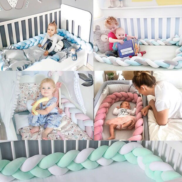Baby crib soft bag fence baby breathable anti-collision twist braid thick wool ins drop-resistant children's bed circumference 5cm