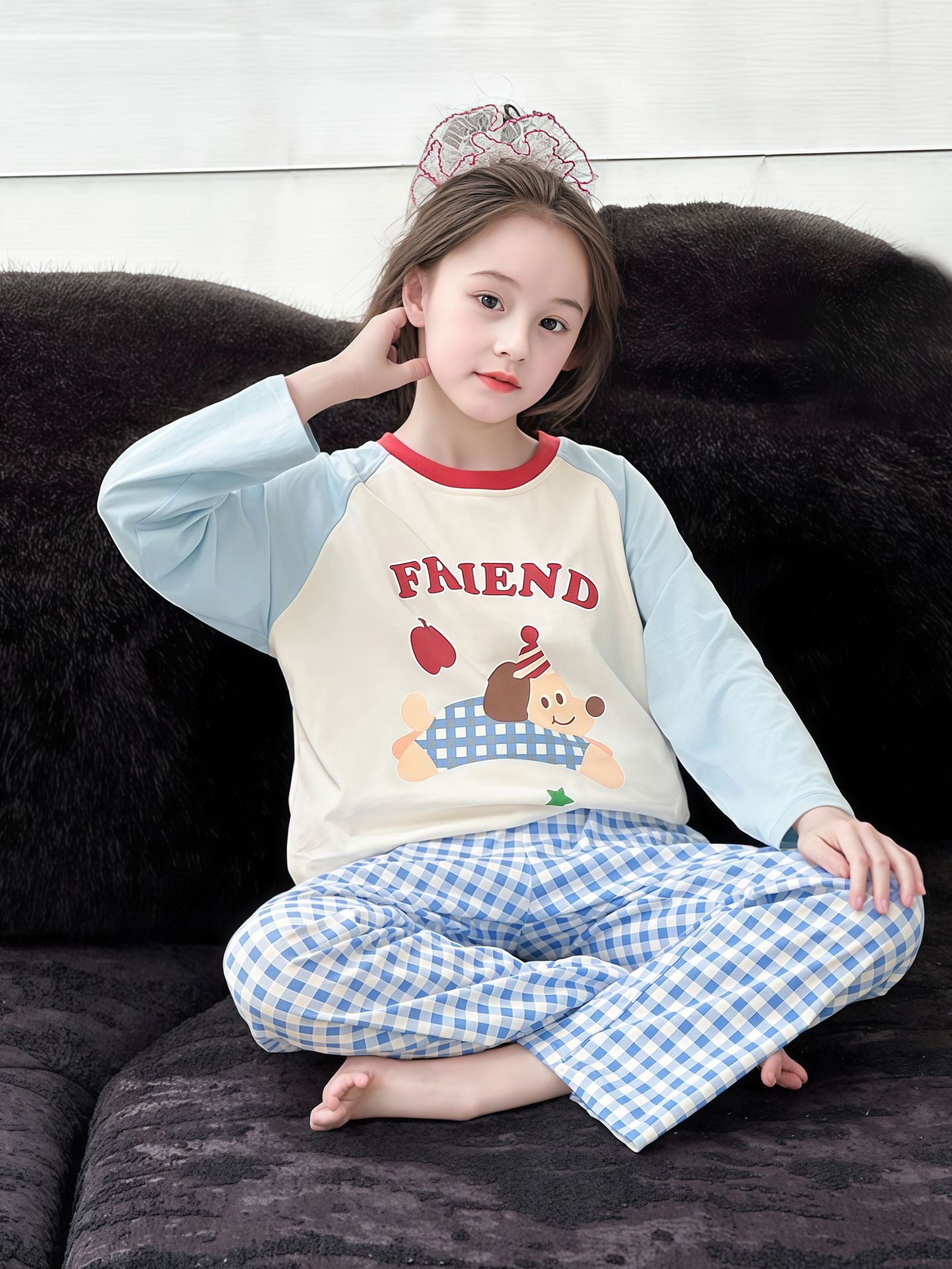 Children's Autumn Pajamas for Girls, Cartoon Thermal Tops and Pants, Trendy Home Wear for Girls, Long-Sleeve Underwear Set for Boys