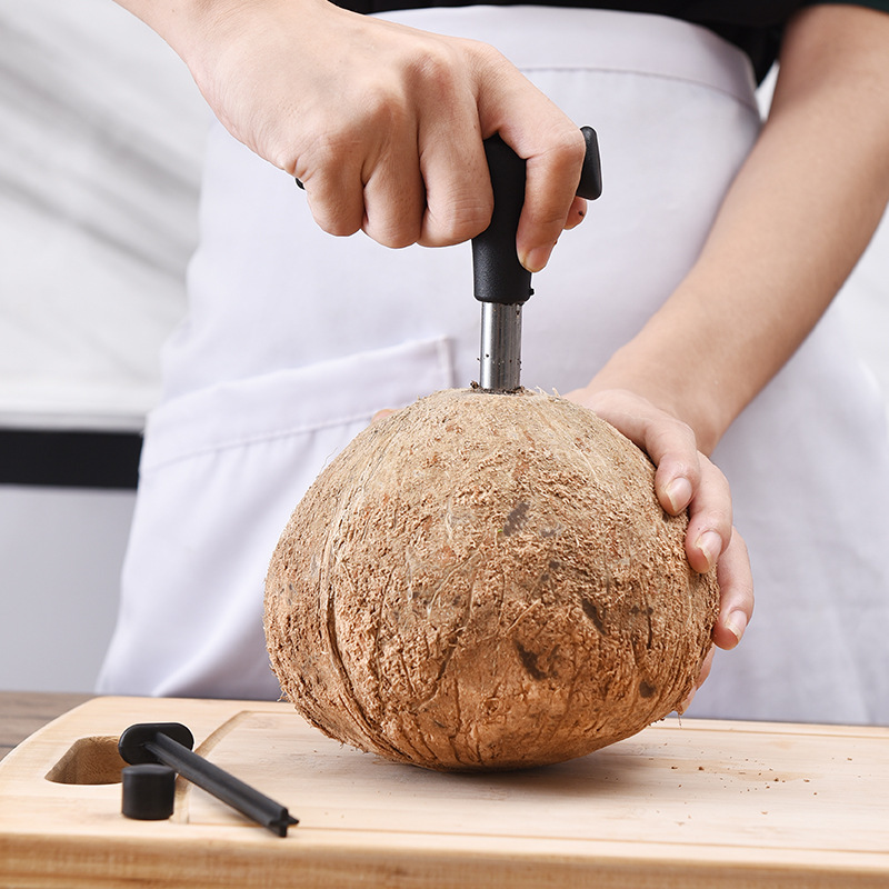 Factory wholesale stainless steel large coconut opener card creative tool coconut green shell opener coconut drilling opener