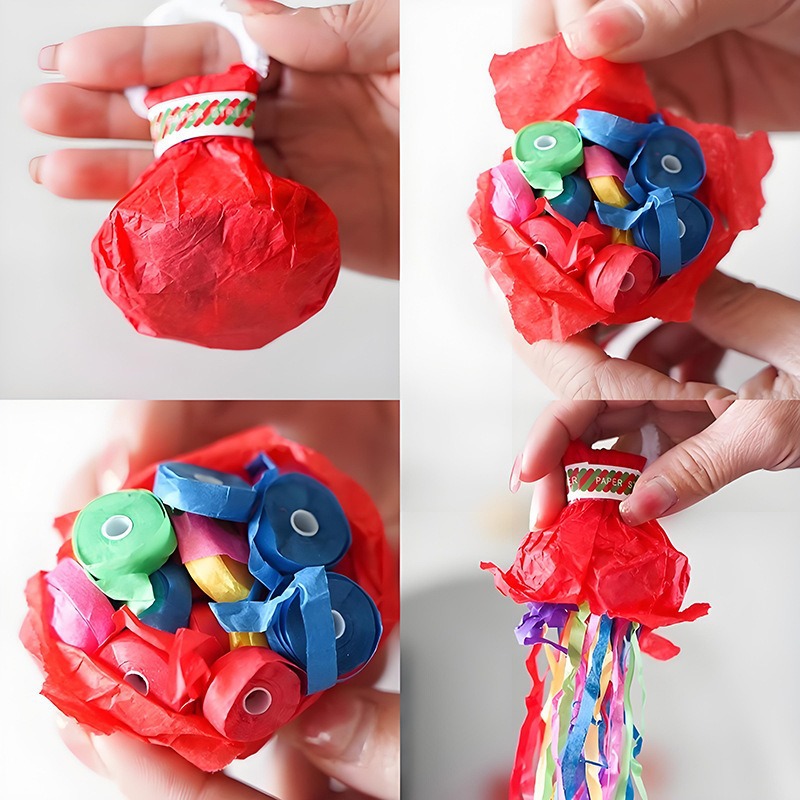 Hand-Thrown Ribbon Pull-Up Flower Ribbon Wedding Cannon Wedding Colorfulful Atmosphere Small Fireworks Light Handheld Fireworks Tube