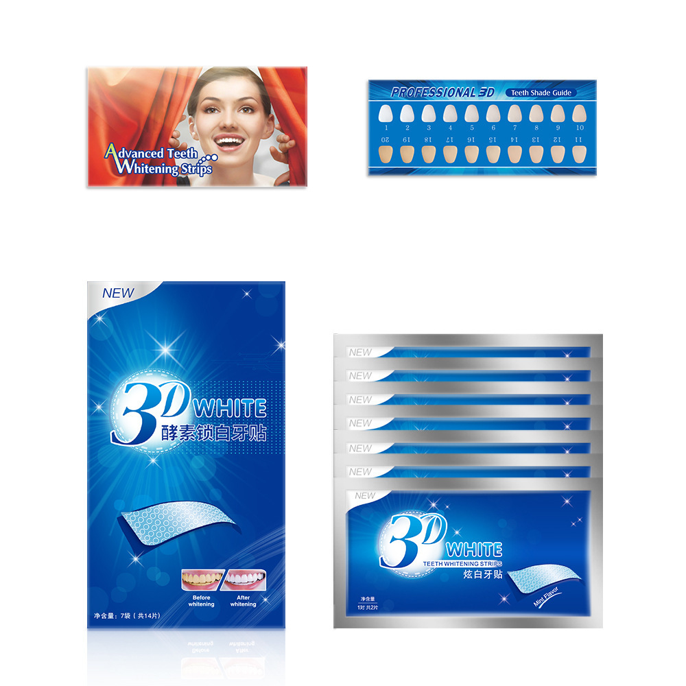 Cross-Border Foreign Trade Supply: 7 Pairs of 14 Sheets of Teeth Whitening Strips to Remove Yellow Stains and Whiten Teeth, 5D Whitening Strips, Dazzling White Teeth Strips, Beauty Teeth Strips