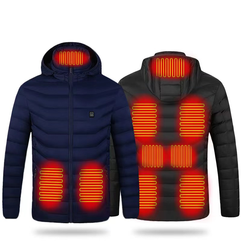 Cross-border explosions single-control nine-zone electric cotton-padded clothes USB power supply dual-control switch intelligent warm-keeping men with cotton-padded jacket men