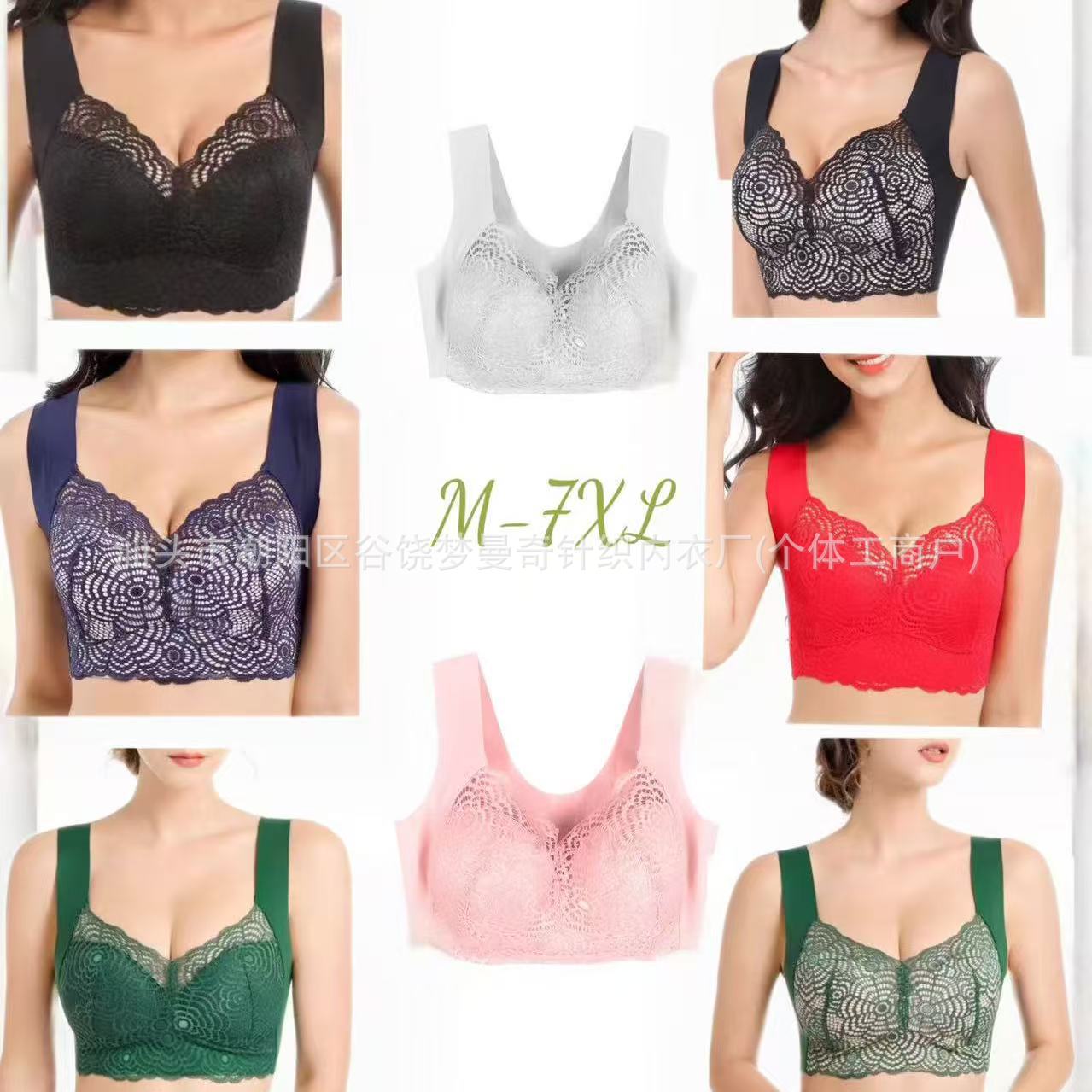 Cross-border Underwear Without Steel Ring plus size Sexy Lace Sports Sleep Vest Bra chubby girl Thin Push-up Bra