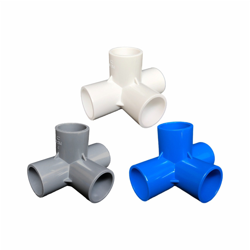 pvc three-dimensional right angle three-way right angle four-way right angle five-six-way rack accessories hangers right angle rack water supply accessories