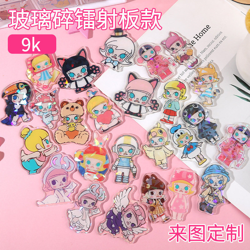 Мультфильм анимация акриловый брелок слот значок сэндвич мобильный телефон держатель клея магнит холодильника Азия