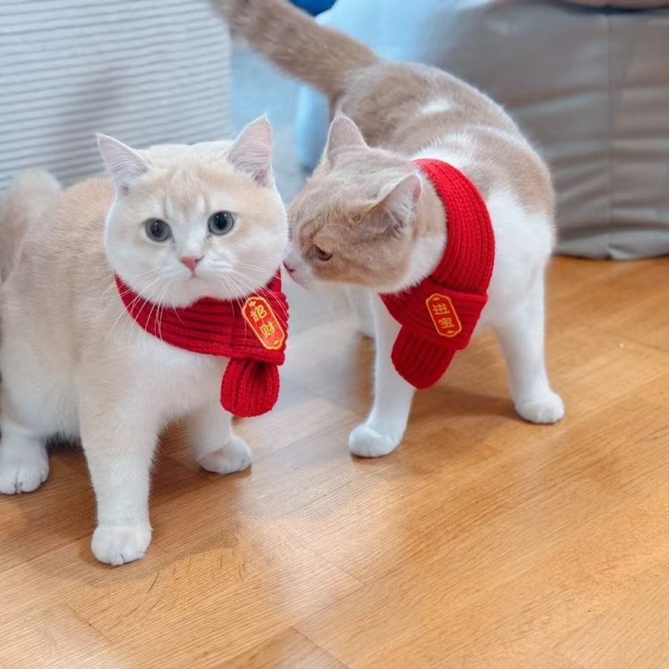 Cat and Dog Neck Scarf, New Year Pet Cat Scarf, Puppy Neck Scarf, Festive Cat Scarf, Manufacturer in Stock Wholesale