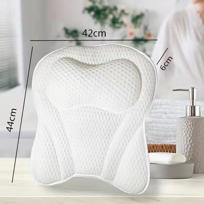 Cross-Border Amazon In-Stock 4D Gray and White Butterfly Bathtub Pillow, Suction Cup Bathtub Pillow, Comfortable, Non-Slip, Multifunctional