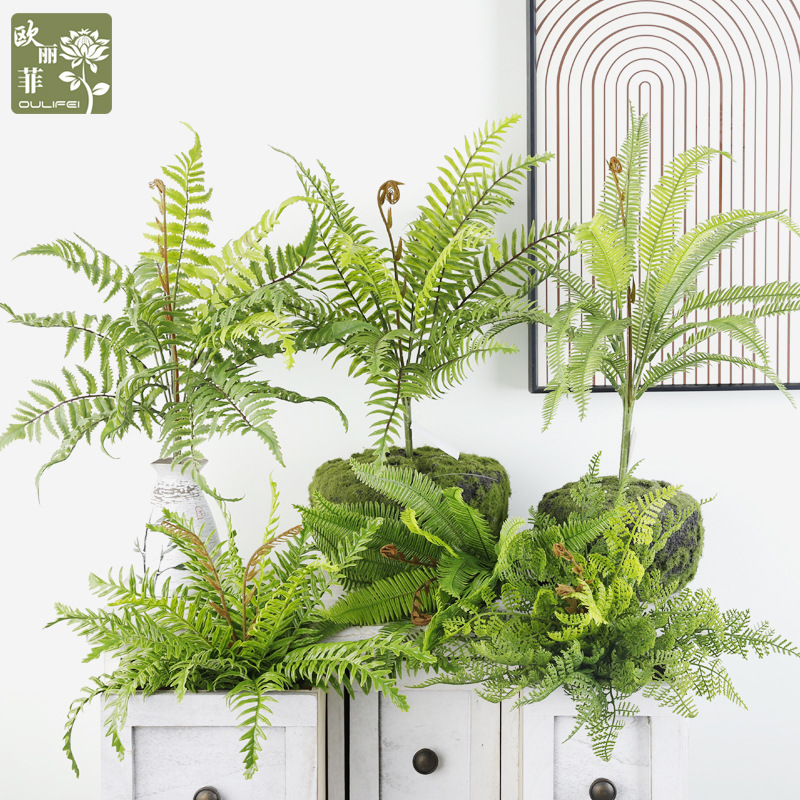 Artificial Fern Green Plant Potted Plant for Living Room Home Wedding Celebration Decoration Ornament Artificial Persian Grass Fern Fern Grass