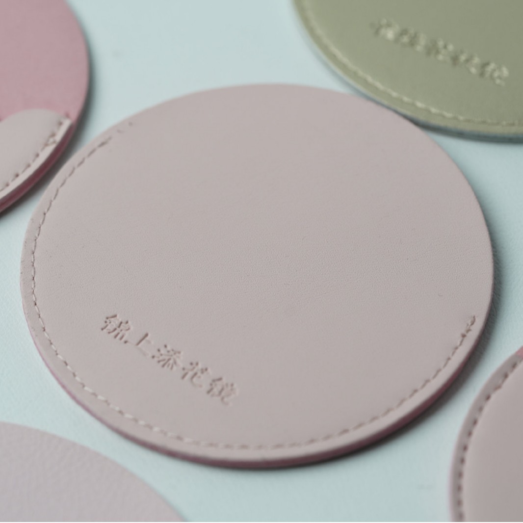 Solid Color Pu Leather Coaster with Logo Printing and Hot-Pressed Round Coaster Office Non-Slip No-Wash Desktop Insulated Leather Coaster