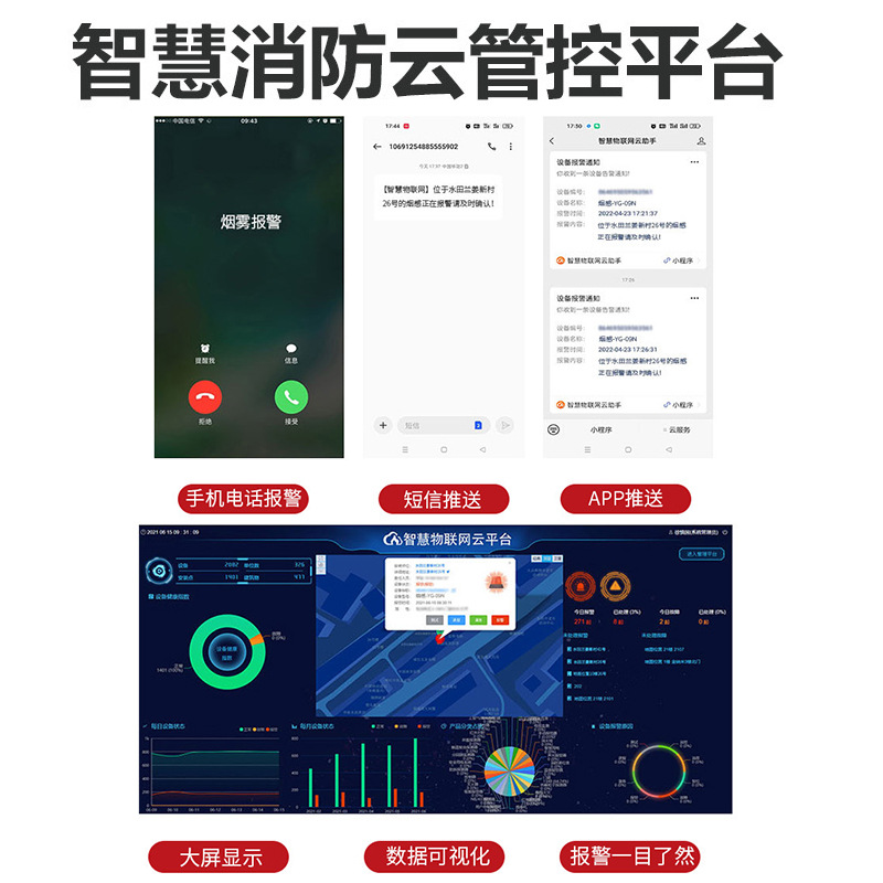 Intelligent 4g Iot Smoke Detector Remote Wireless Smoke and High Temperature Integrated Fire Prevention Alarm Factory Direct Sales