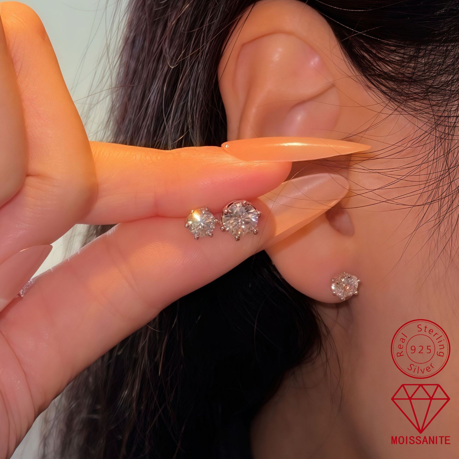 Классические серьги с шестью и четырьмя клешнями из моиссанита цвета D для женщин, серьги из серебра 925 для повседневного использования, простые и модные