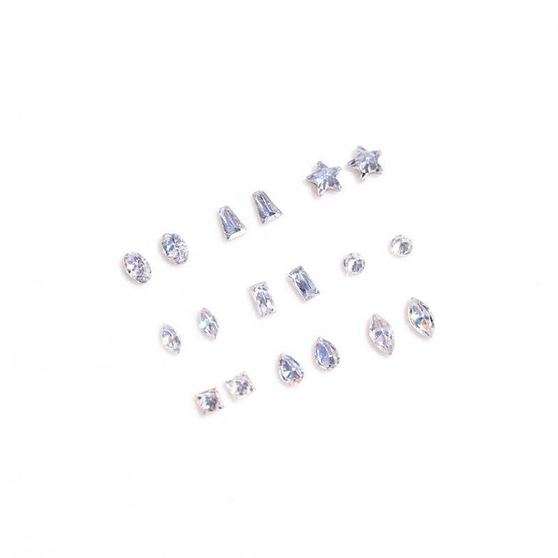 White Mini Inverted Edge Zircon Flats Bottom Diamond Nail Art Jewelry Transparent White Special-Shaped Marquise Diamond Flash Nail Art Diamond Jewelry