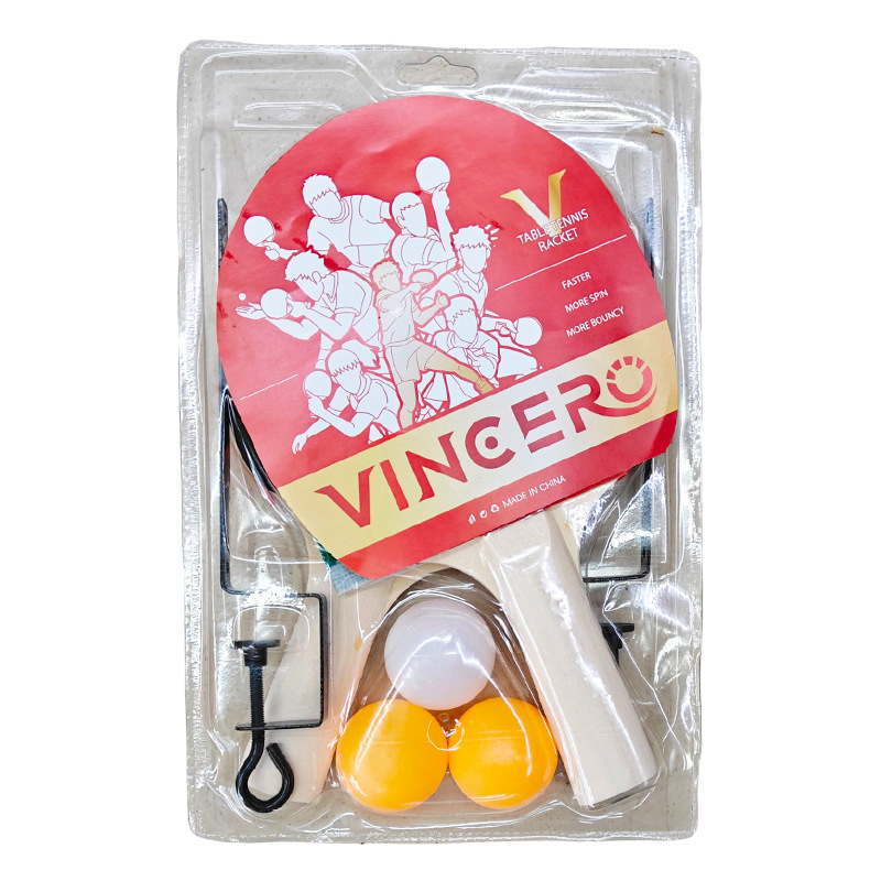 Vincero Table Tennis Racket 2 Rackets 4 Balls with Bag and Net Rack 2 Rackets 3 Balls Bubble Shell Wooden Board Full English Export Paper Card