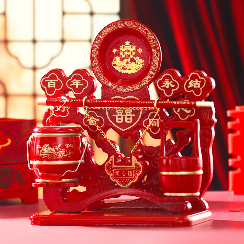 Комплект из трех предметов из массива красного дерева для свадеб, свадебный туалет с концентрическим замком, декор для приданного