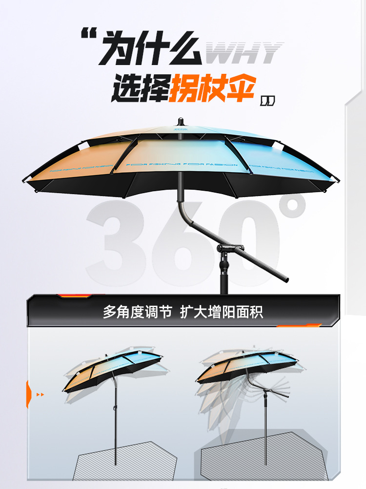 Beno Fishing Umbrella Umbrella Fishing Box Square Umbrella New Camping Sunshade Outdoor 2025 New Special Cane Umbrella