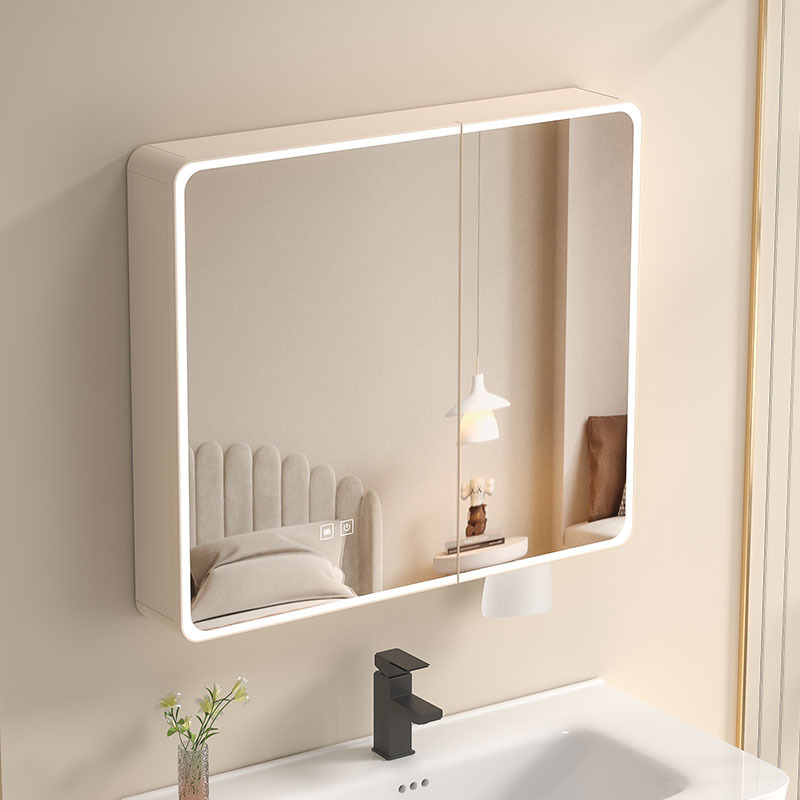 Space Aluminum Bathroom Mirror Cabinet Bathroom Led Smart Mirror Locker Wall Hanging Beauty Mirror Paper Hole Cosmetic Mirror