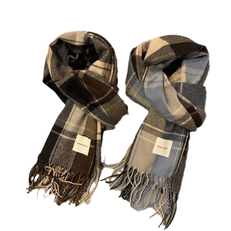 Scarf Women's Winter High-end Sense Yu Shu Xin Same Plaid Shawl Couple's All-match Warm High-face Value White Student