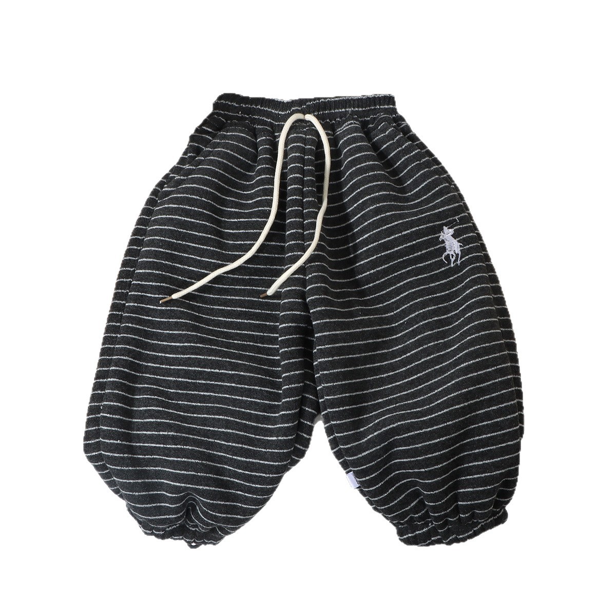 Children's Striped Fleece-Lined Thickened Pants Winter Thickened Casual Sweatpants