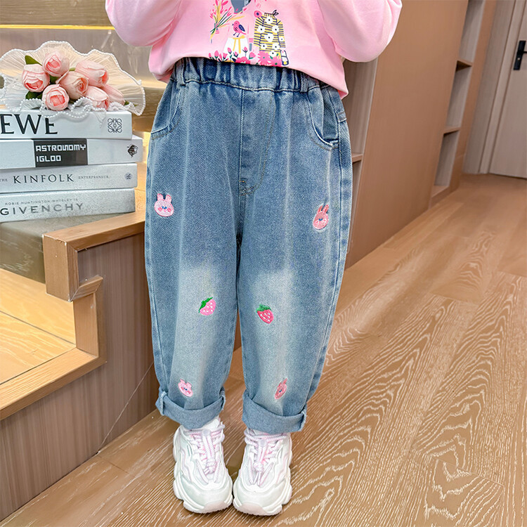 Girls' Jeans 2024 Spring and Autumn New Children's Loose Korean Style Outer Wear Baby's Fashionable Trendy Pants