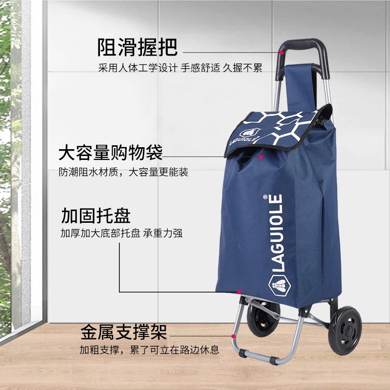 Customized Grocery Shopping Cart with Printed Logo, Supermarket Shopping Cart for the Elderly, Convenient Foldableing Oxford Cloth Trolley
