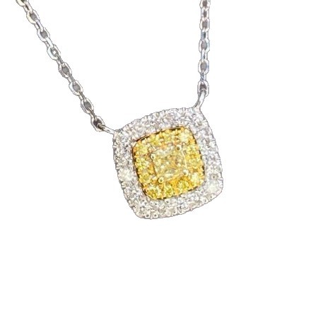 Classic Simple and Fashionable Platinum Pt950 Natural Square Yellow Diamond Clavicle Chain Bright and Lucky Commuting Date Versatile