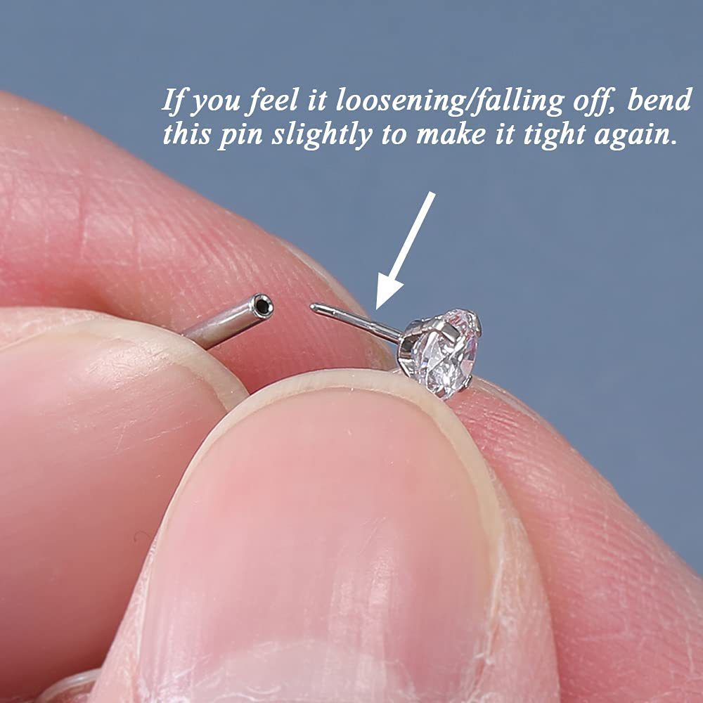 16G/18G titanium steel pin lip nail ear bone nail round oxidized AAA zircon plug-in tongue nail puncture jewelry