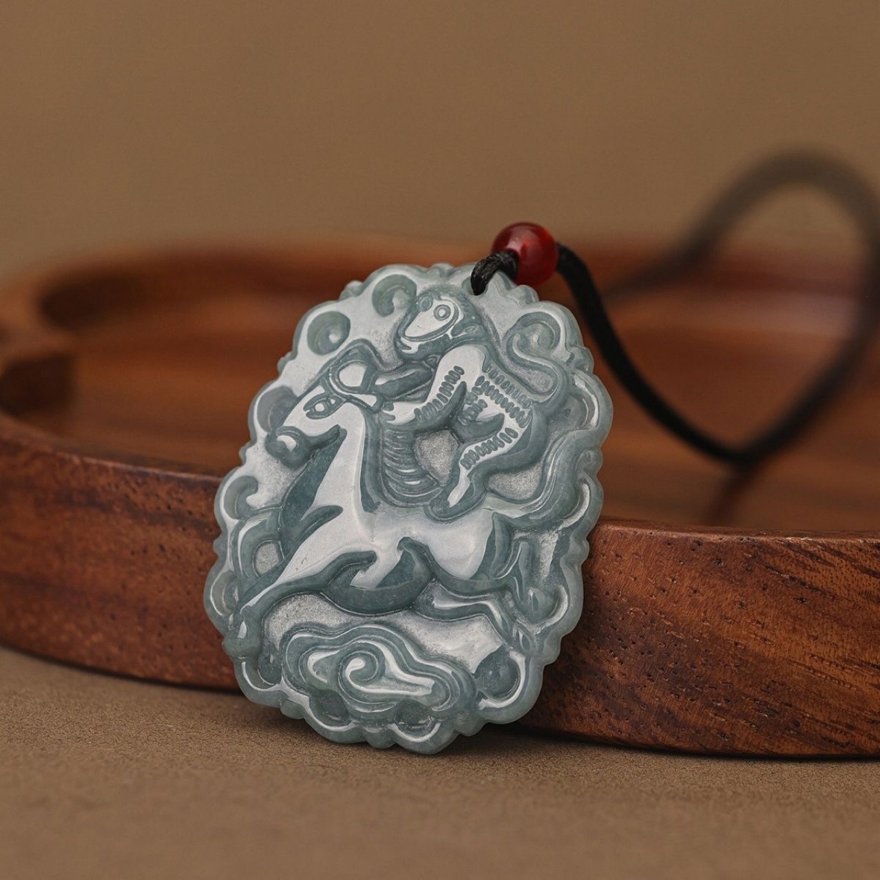 Natural A-Grade Jadeite Blue Water Dragon Brand Zodiac Dragon Business Prosperity Wealth Pendant Ice Jade Men and Women Pendant