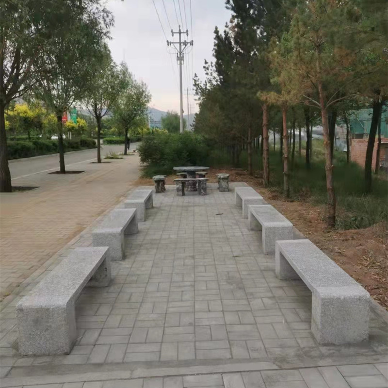 Stone Bench, Stone Carved Stone Bench, Wooden Strip Granite Sesame Gray Sesame White Stone Bench Factory Customized According to Requirements