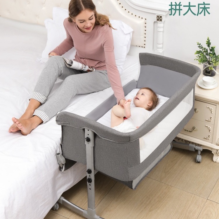 Crib Foldable Portable Cradle Bedside Bed Mobile Baby Bed Basket Bed Newborn Splicing Big Bed