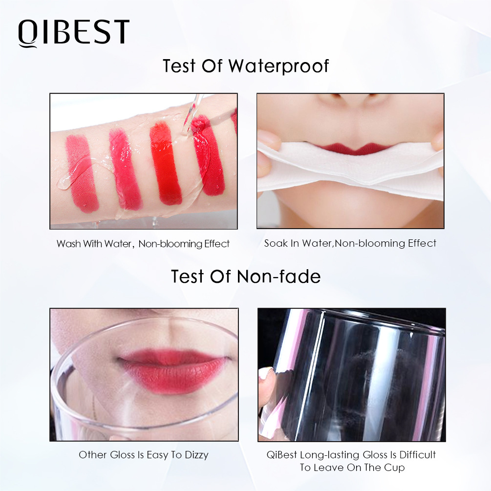 Qibest Cross-Border 34-Color Lip Gloss Matte Non-Stick Cup Non-Fading Lip Glaze Matte Liquid Lipstick Makeup Wholesale