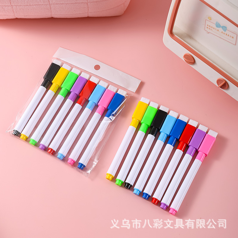 With magnetic erasable pen without leaving marks square head color core with brush whiteboard pen children's drawing board graffiti pen 