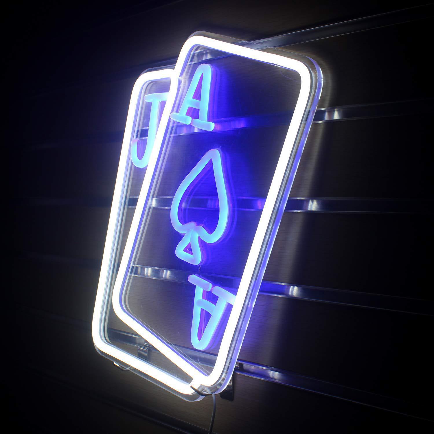 Cross-Border Popular Led Neon Light Blue Poker Card Decorative Light DIY Creative Shape Letter Billboard